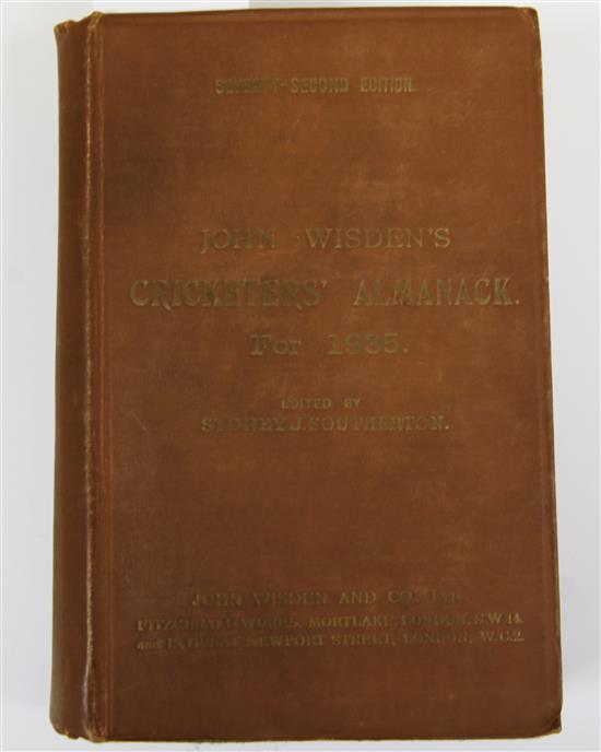 A Wisden Cricketers Almanack for 1935, original hardback binding
